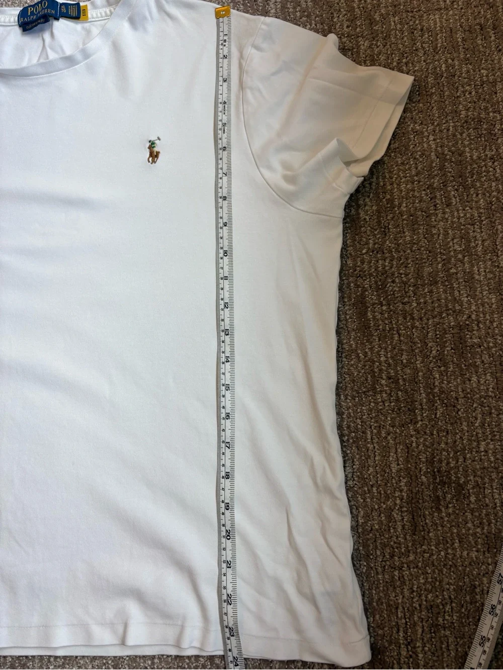 Polo Ralph Lauren White Classic Crew Neck Tee with Pony Logo Size XL Slim Fit